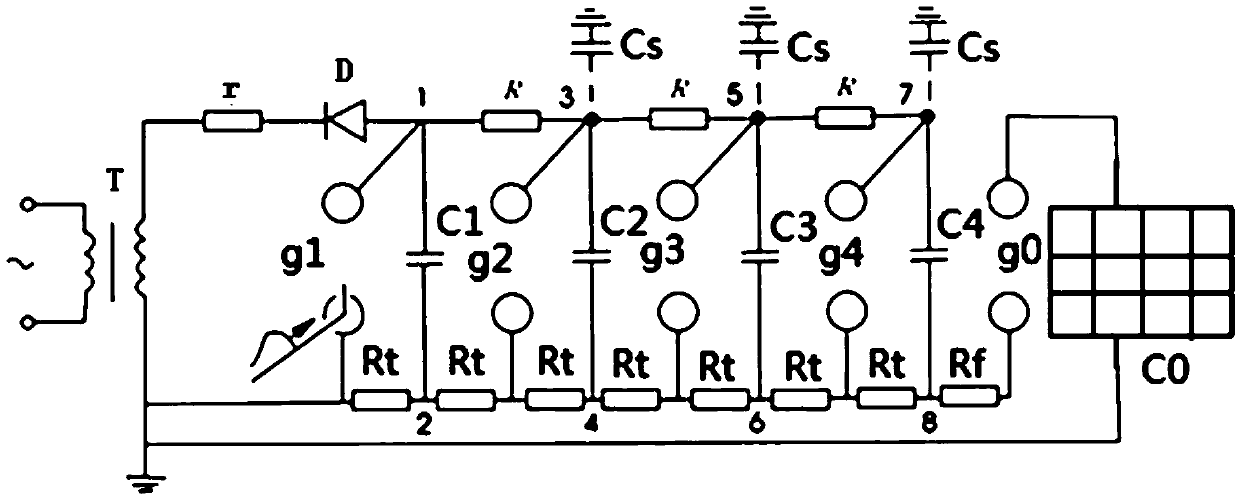 100kA lightning current generator for testing impulse characteristics of grounding device