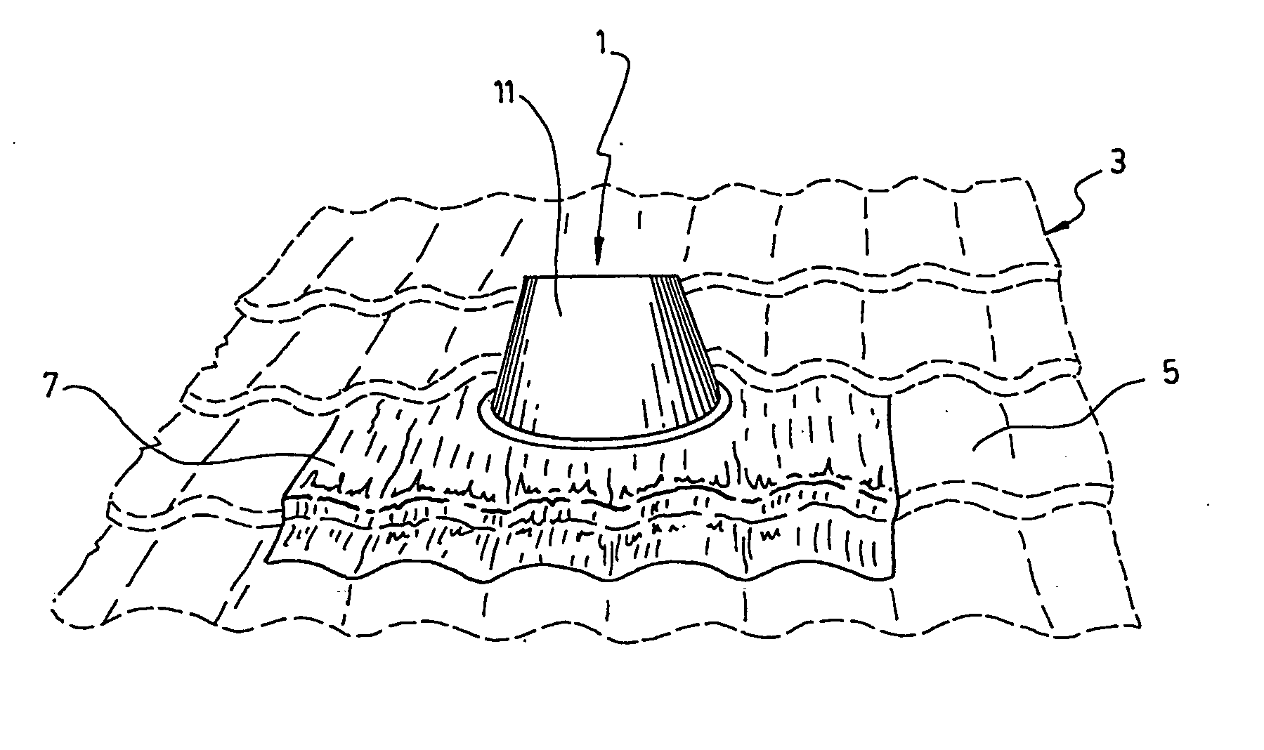 Flashing adaptable to different shapes of roof