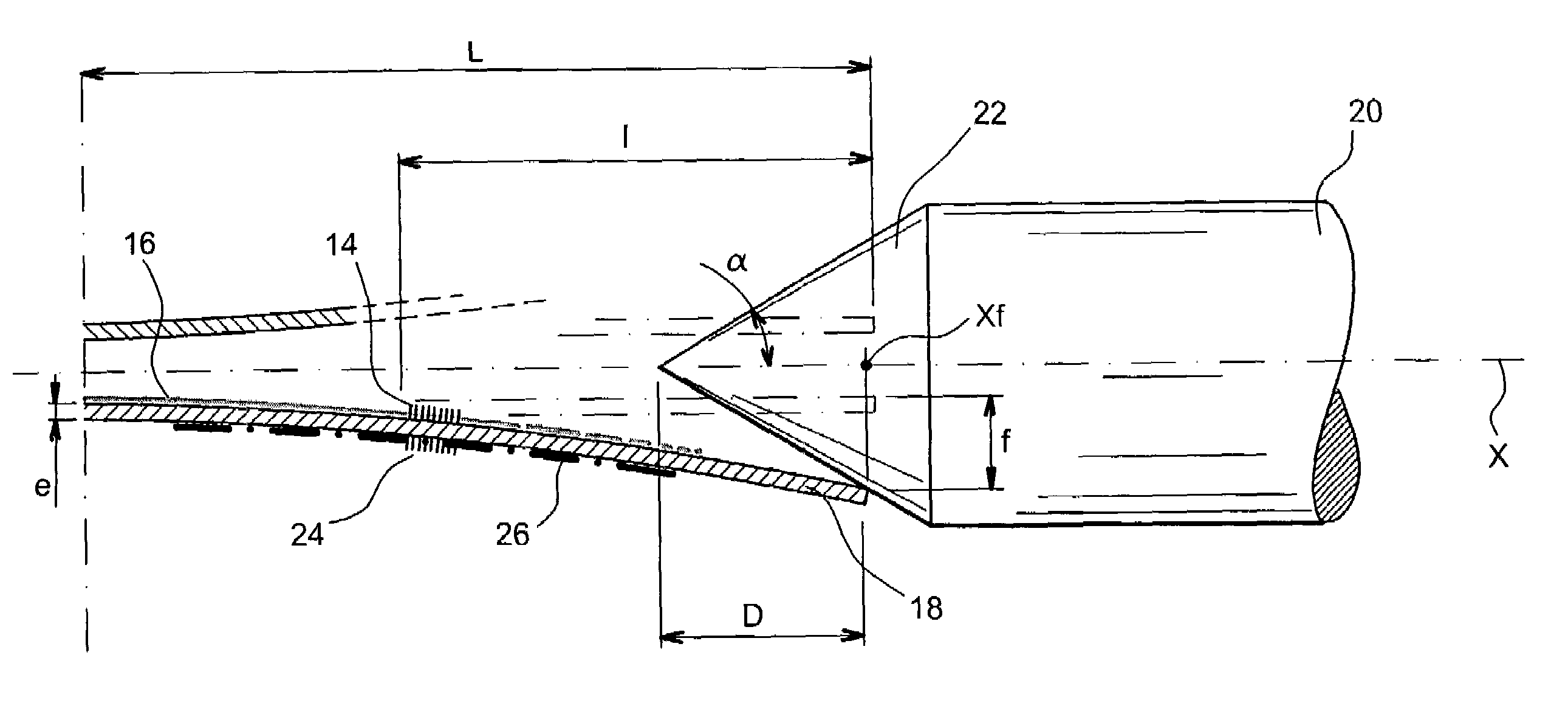 Extensometer comprising a flexible sensing element and Bragg gratings