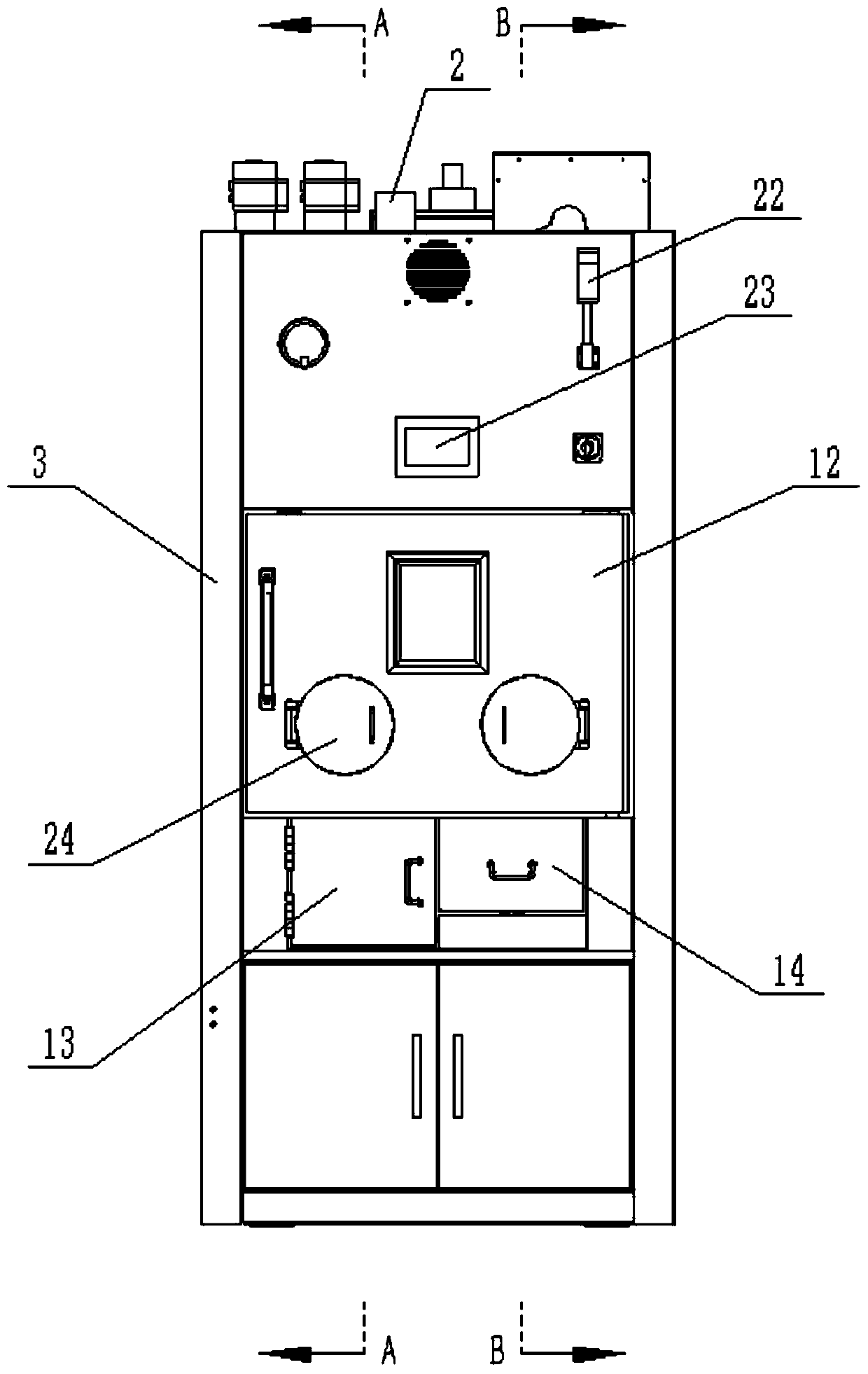 Radioactive drug subpackaging hot cell