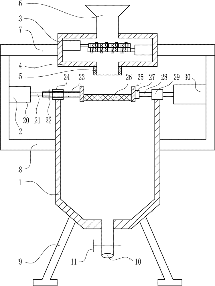 Efficient screening crushing device used for rare earth carbonate