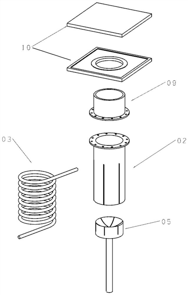 Cold crucible induction melting and die-casting device and method for preparing bulk amorphous material