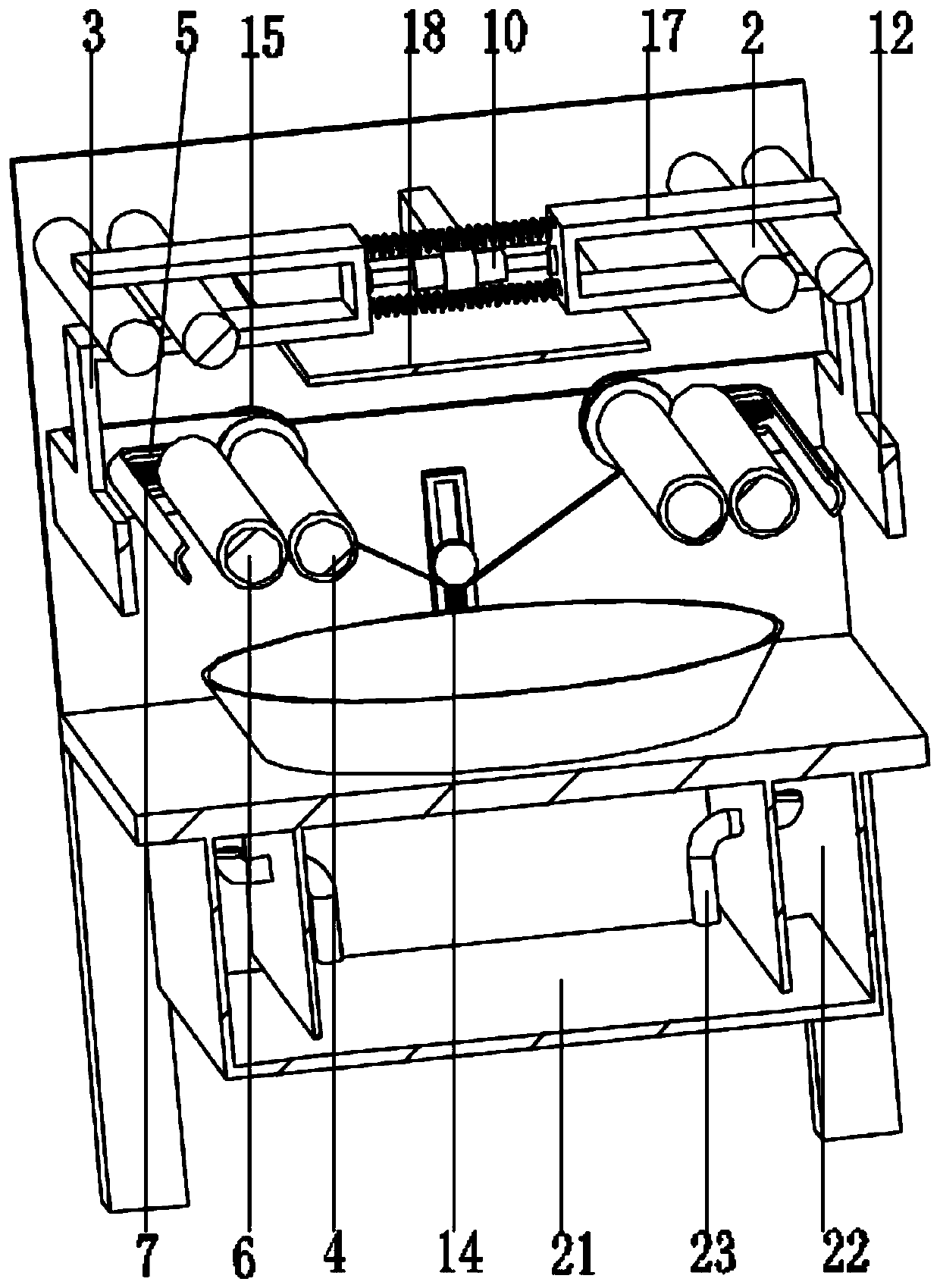 Horizontal hank yarn fluffing device