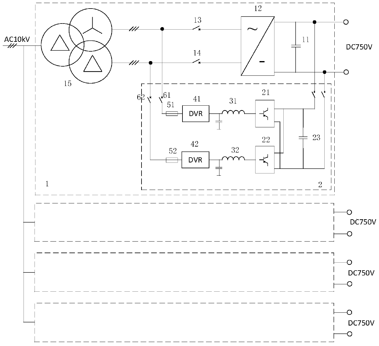 A regenerative braking energy feedback system