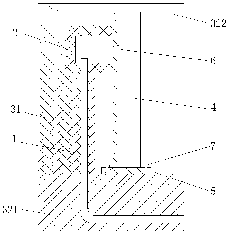 Fixed structure for installing secondary pipe and method for installing secondary pipe