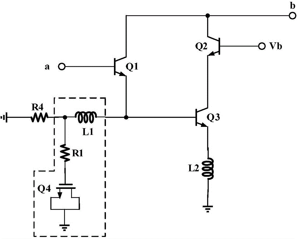 Wideband amplifier circuit of Darlington structure