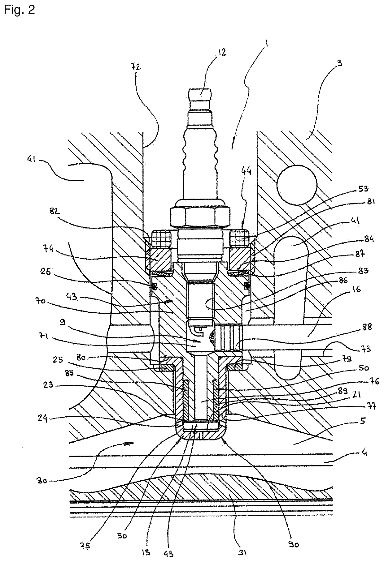 Ignition insert with an active pre-chamber