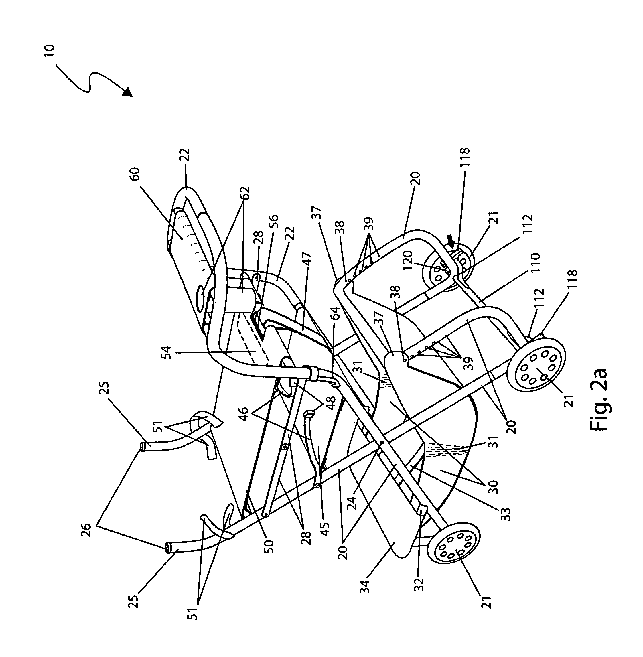 Two-level travel stroller for children