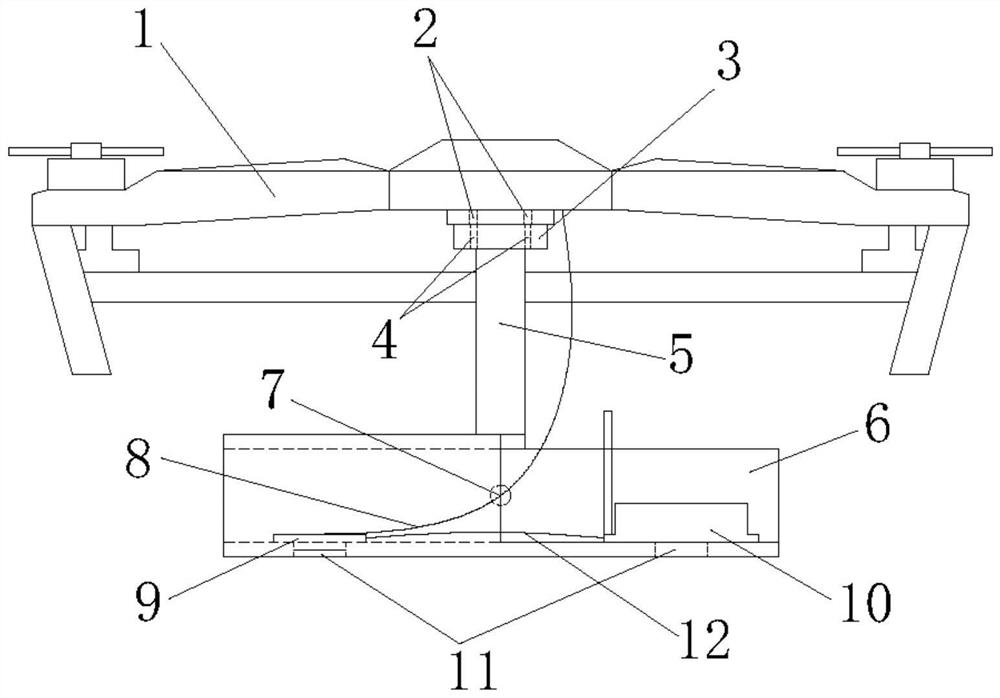 Unmanned aerial vehicle device for surveying and mapping top surface of ancient building and surveying and mapping method