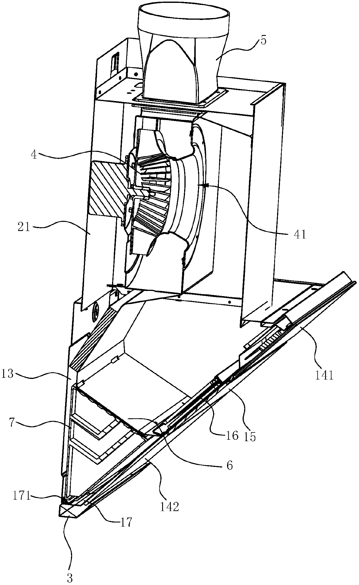 Near suction type extractor hood