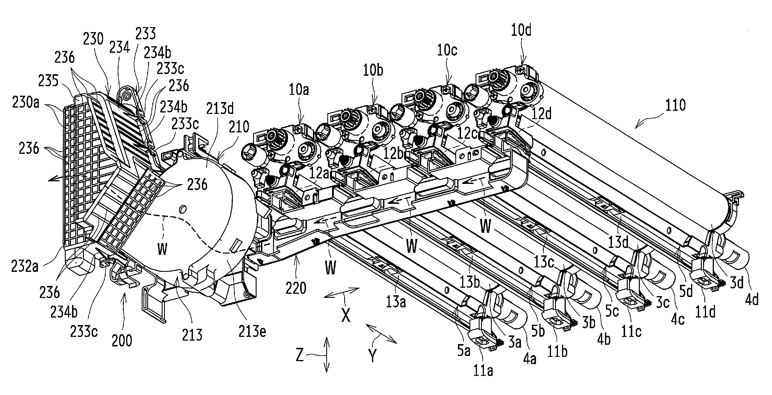 Air blowing system and image forming apparatus including same