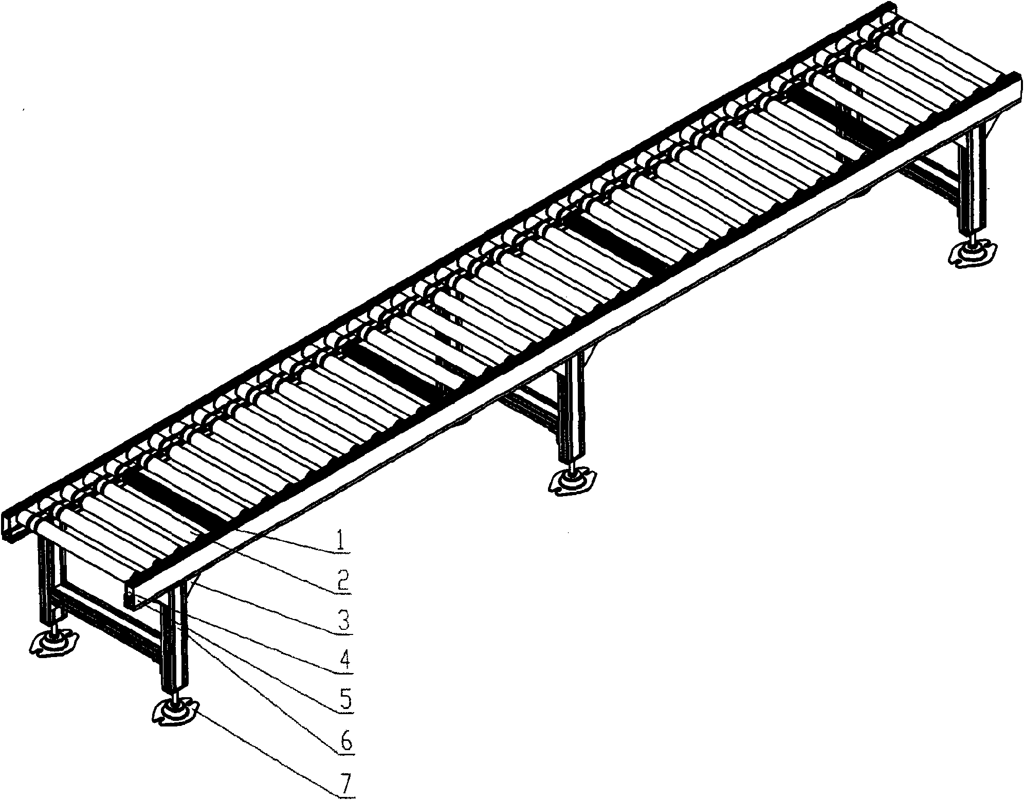 Electric roller conveyor with aluminum alloy beams