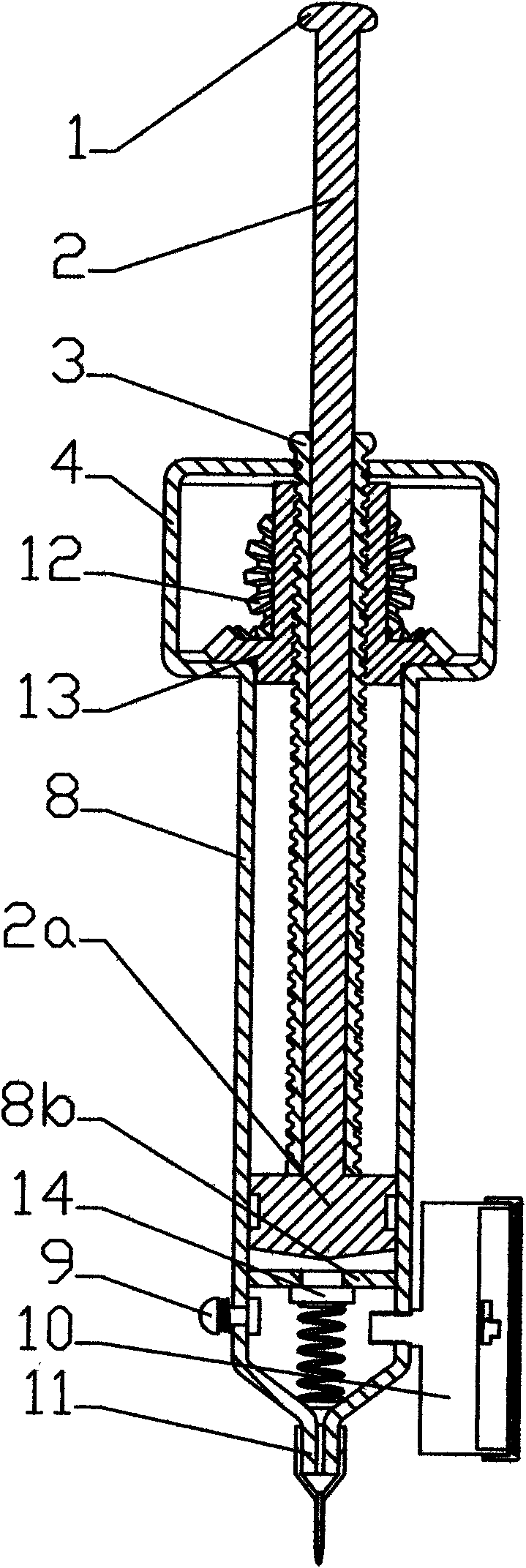 Medical saccule pressure pump with combination of straight push and rotary tuning