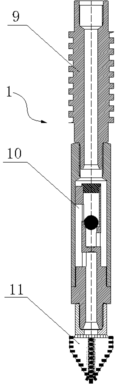 Integral drilling and filling top-bottom high-pressure impact extrusion grouting system