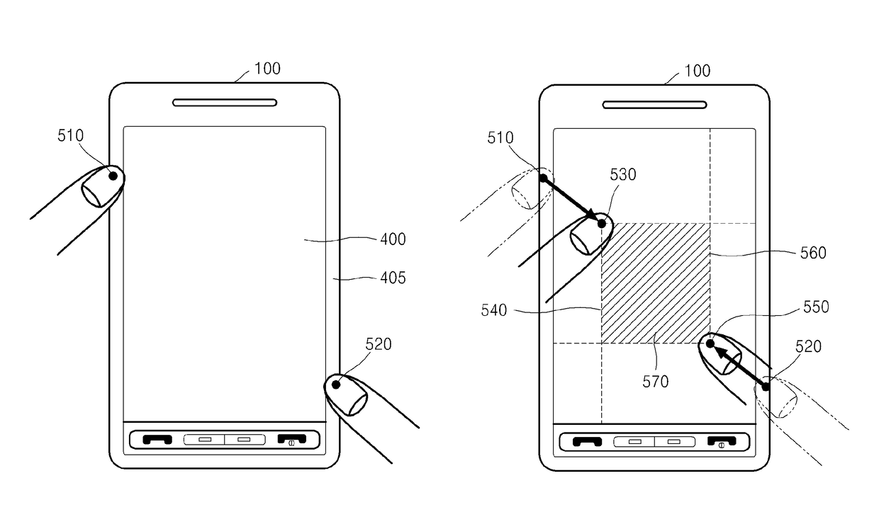 Method and apparatus for selecting region on screen of mobile device