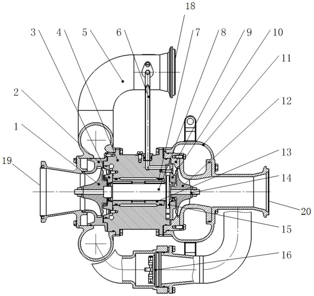 Two-wheeled charging turbine cooler driven by air dynamic pressure bearing