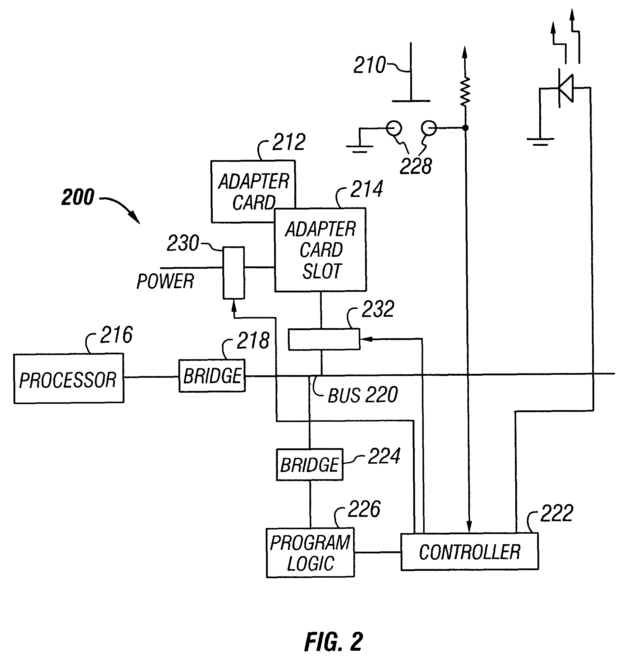 Hot-plug interface for detecting adapter card insertion and removal