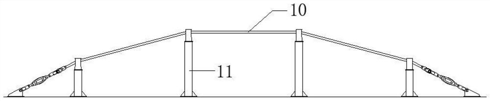 Self-balancing large-span deep foundation pit prestressed beam system