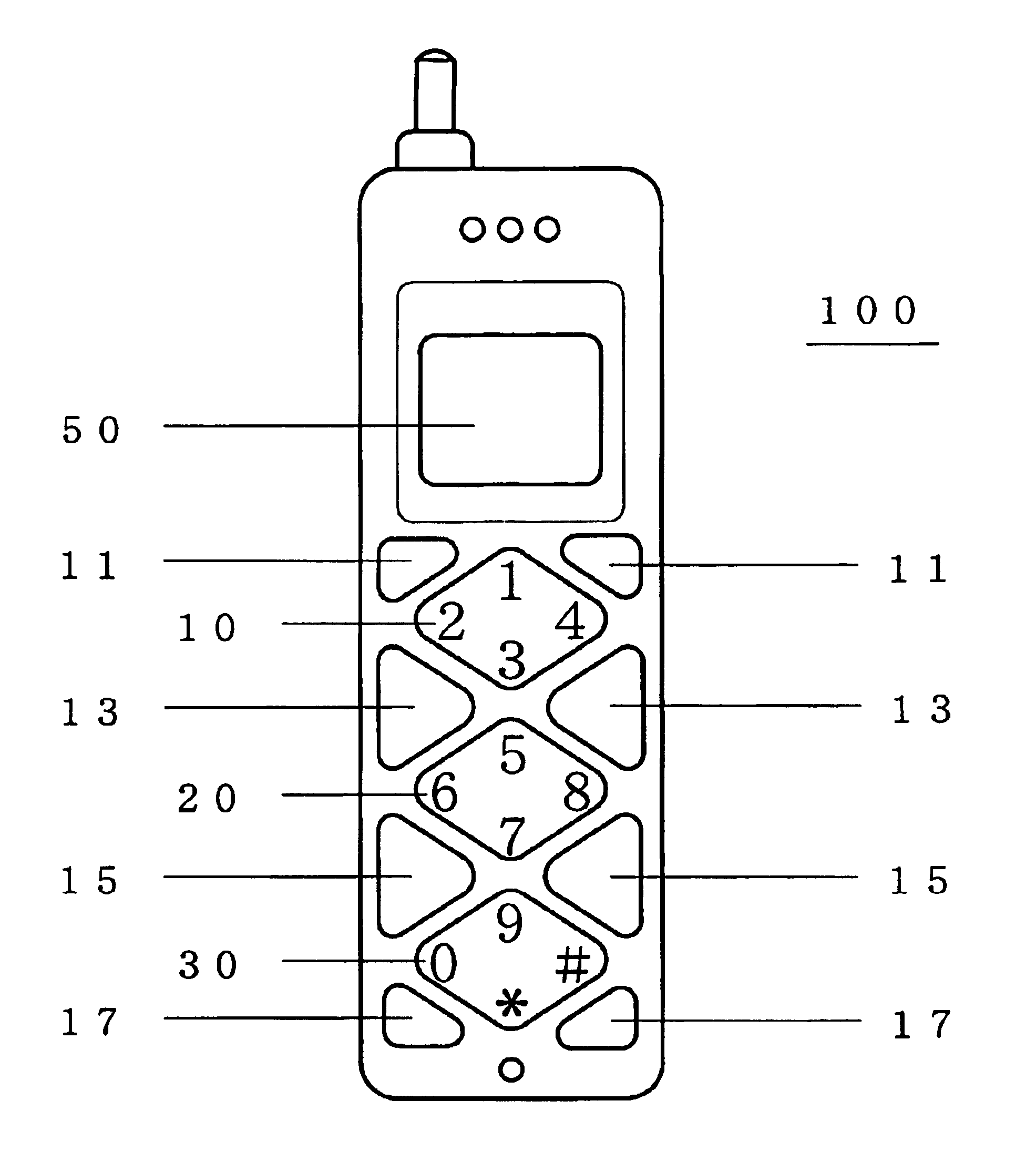 Operation panel of portable telephone