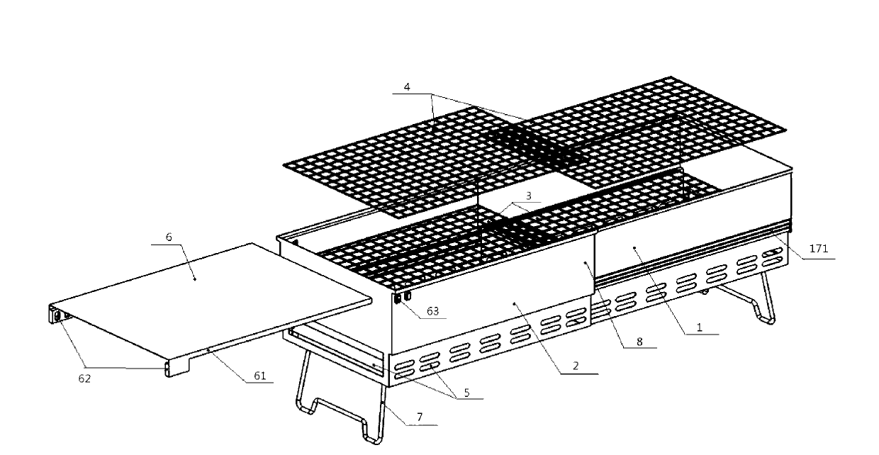 Drawer type barbecue device with variable cavity