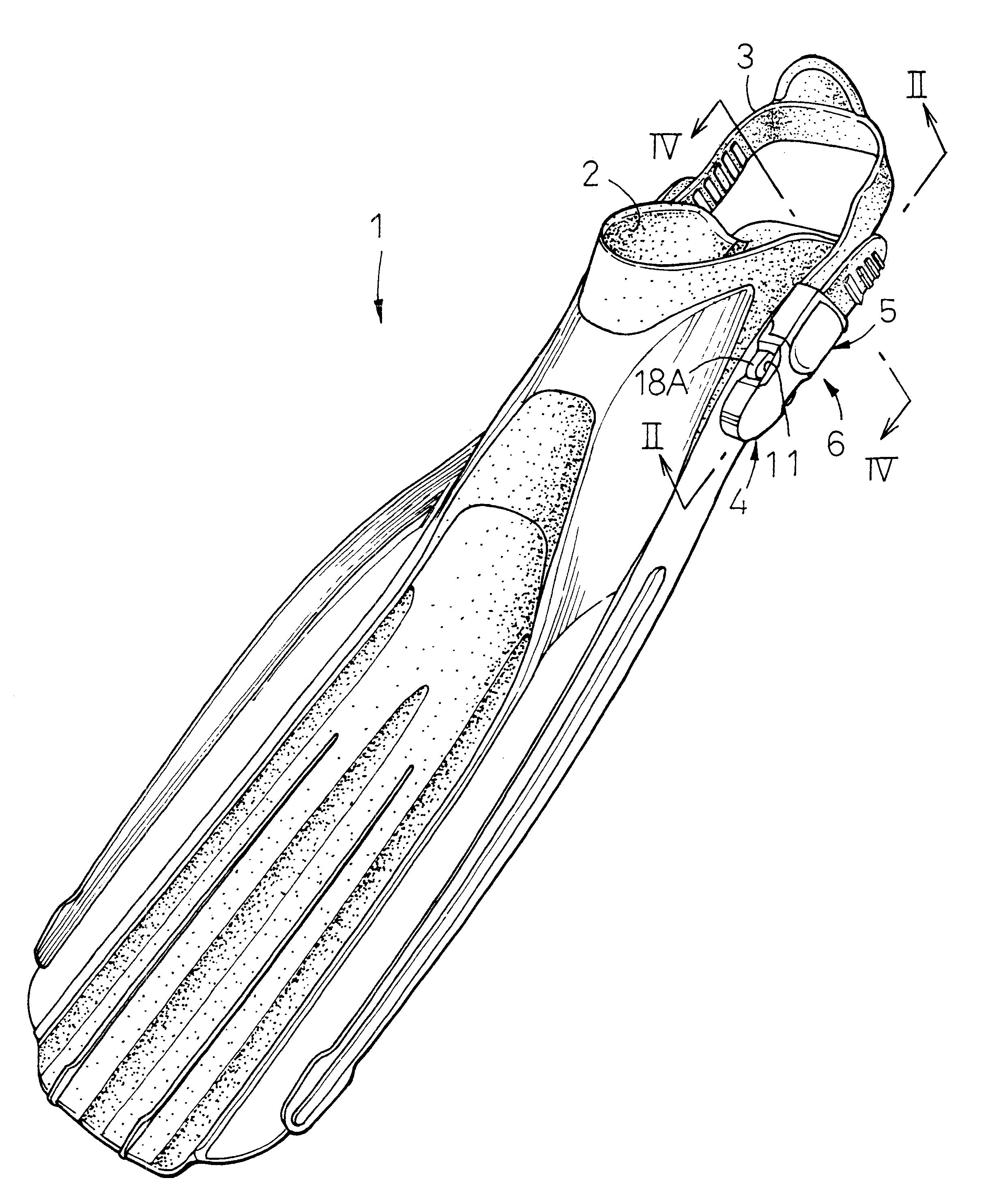 Combination of strap and buckle for diving fins