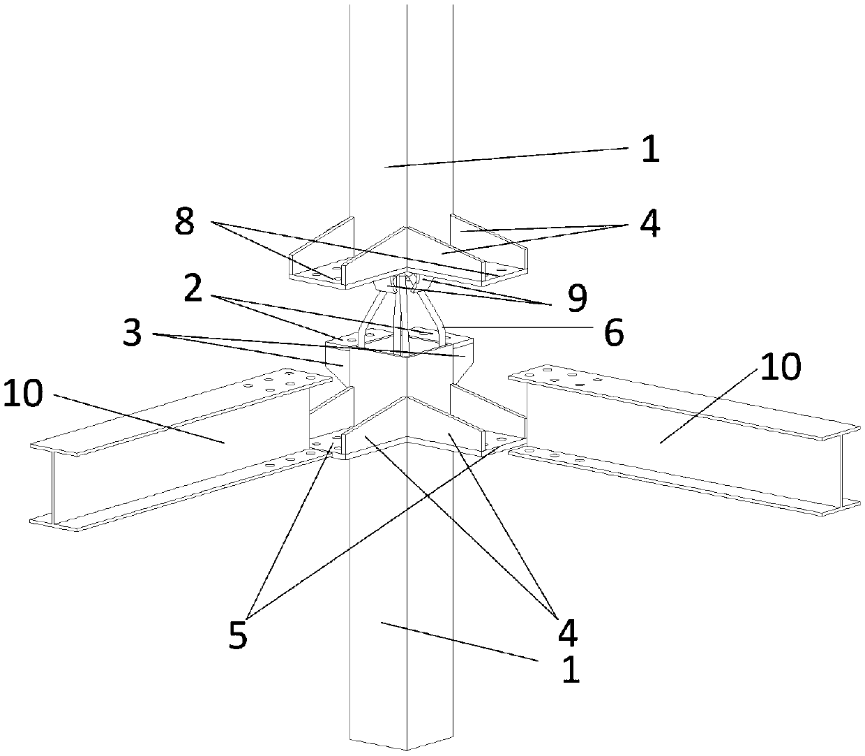 An assembled steel structure beam-column joint connection device