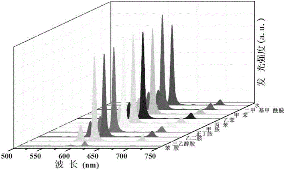 Application of europium fluorescent probe based on terephthalic acid in aniline detection