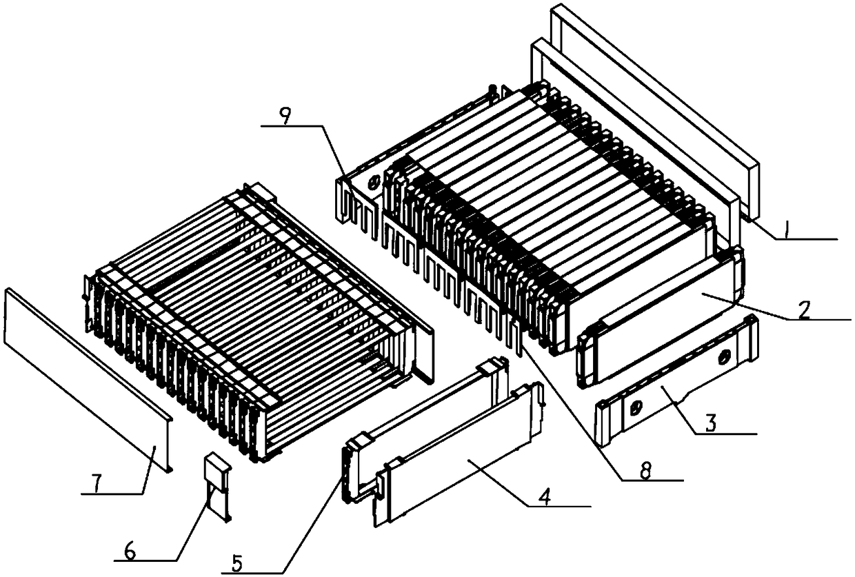 Large module grouping structure of flexible soft package battery