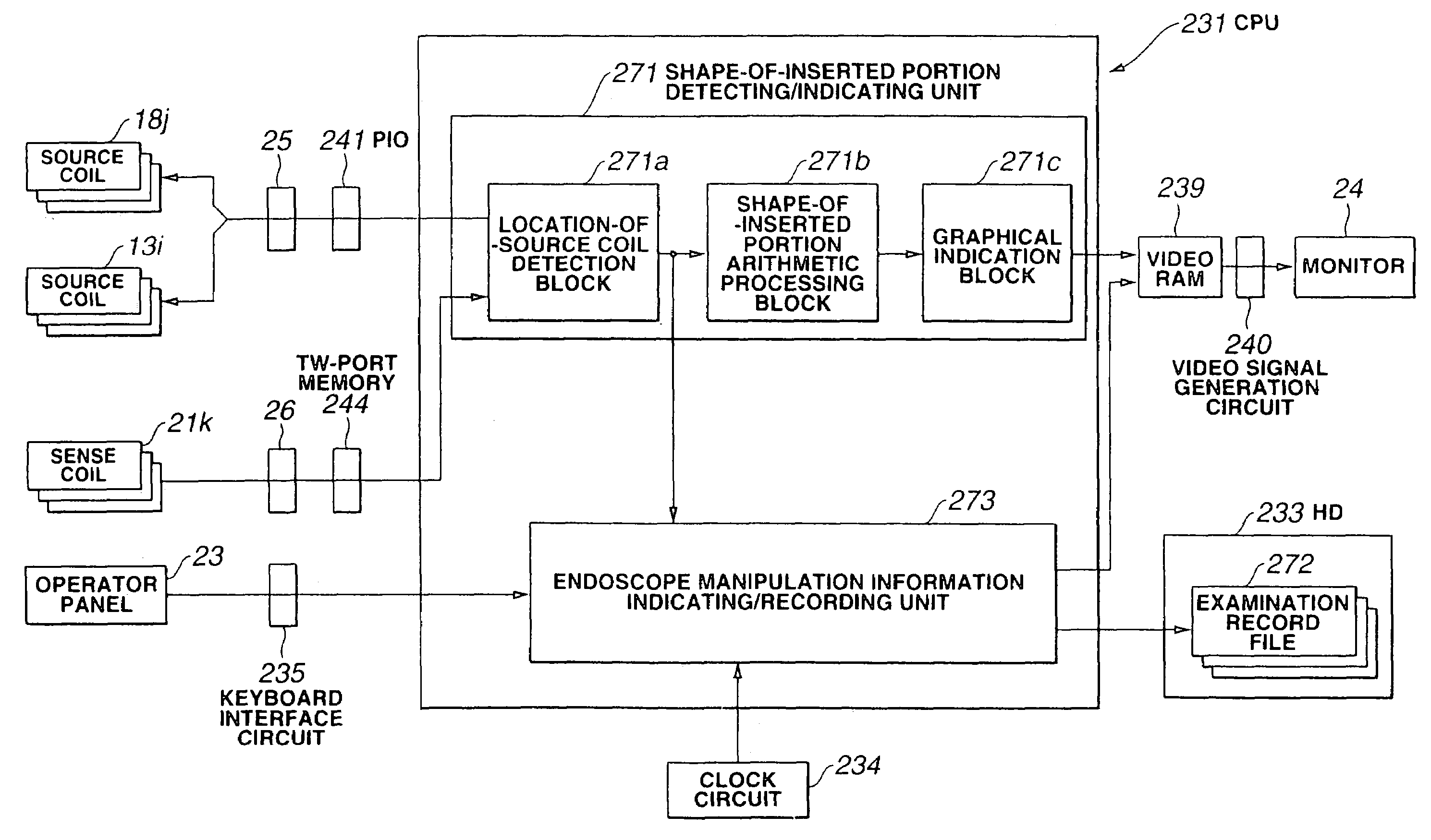 Apparatus and method using it for detecting and displaying form of insertion part of endoscope inserted into body cavity