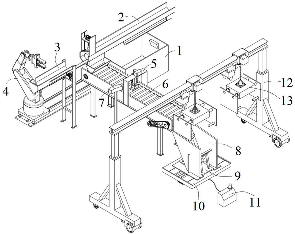 An integrated production line and production method of automatic detection, palletizing and stacking of machine tool discharging drill bits