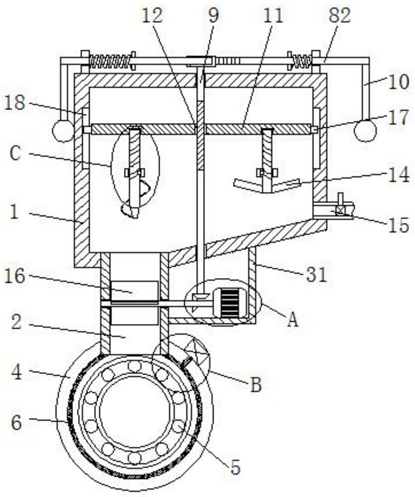 Lubricating grease adding device for bearing overheating of building brick hammer crusher