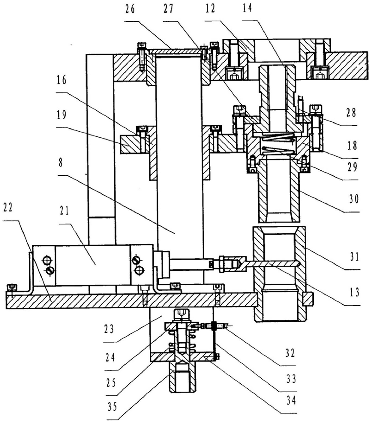 Explosion-proof gas-hydraulic coupling device for projectile and cartridge