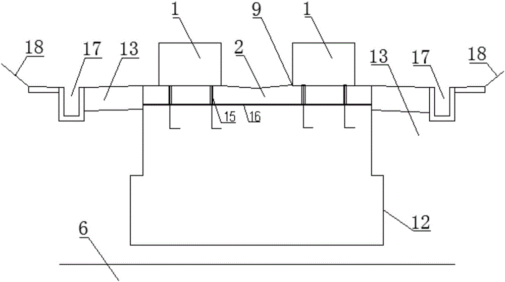 Pile foundation underpinning type bearing rail beam transition section structure for medium and low-speed maglev double-line excavation section