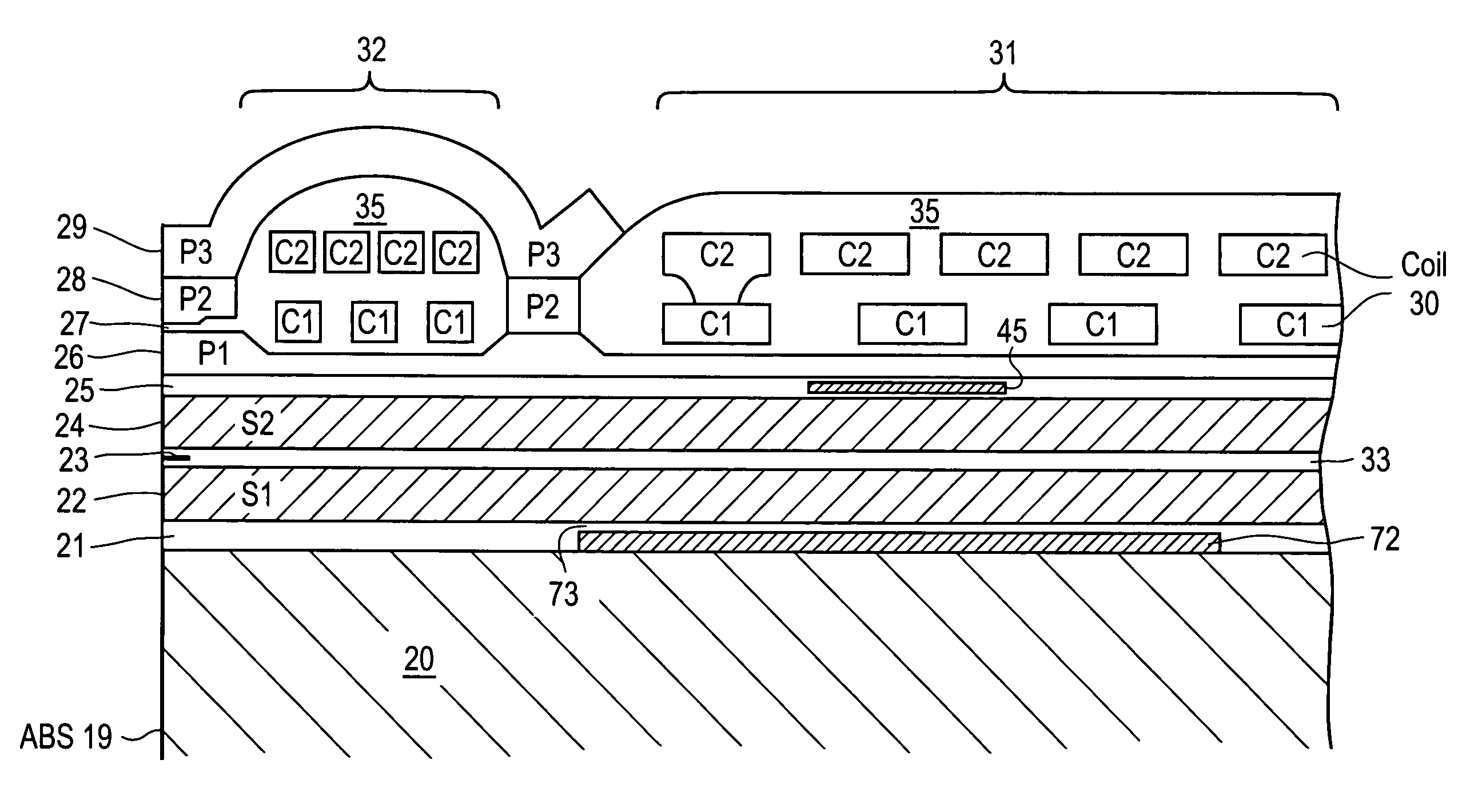 Magnetic recording head with resistive heating element and thermal barrier layer