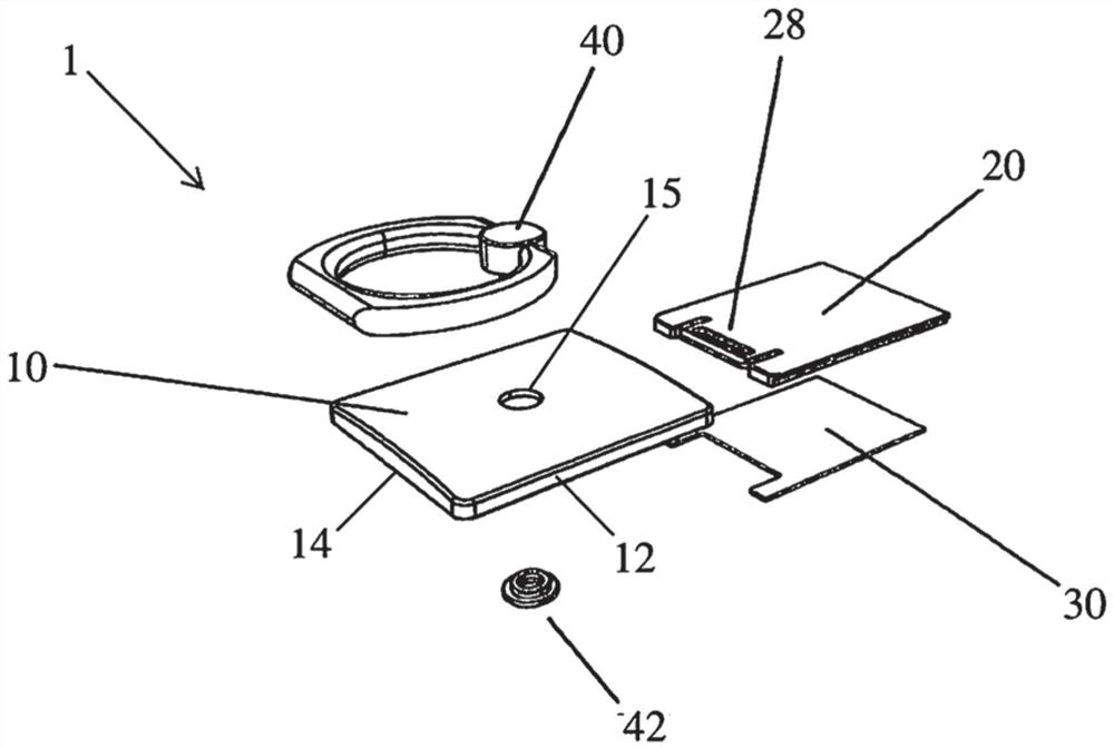 Detachable ring holder, compatible with wireless charging, for smartphone