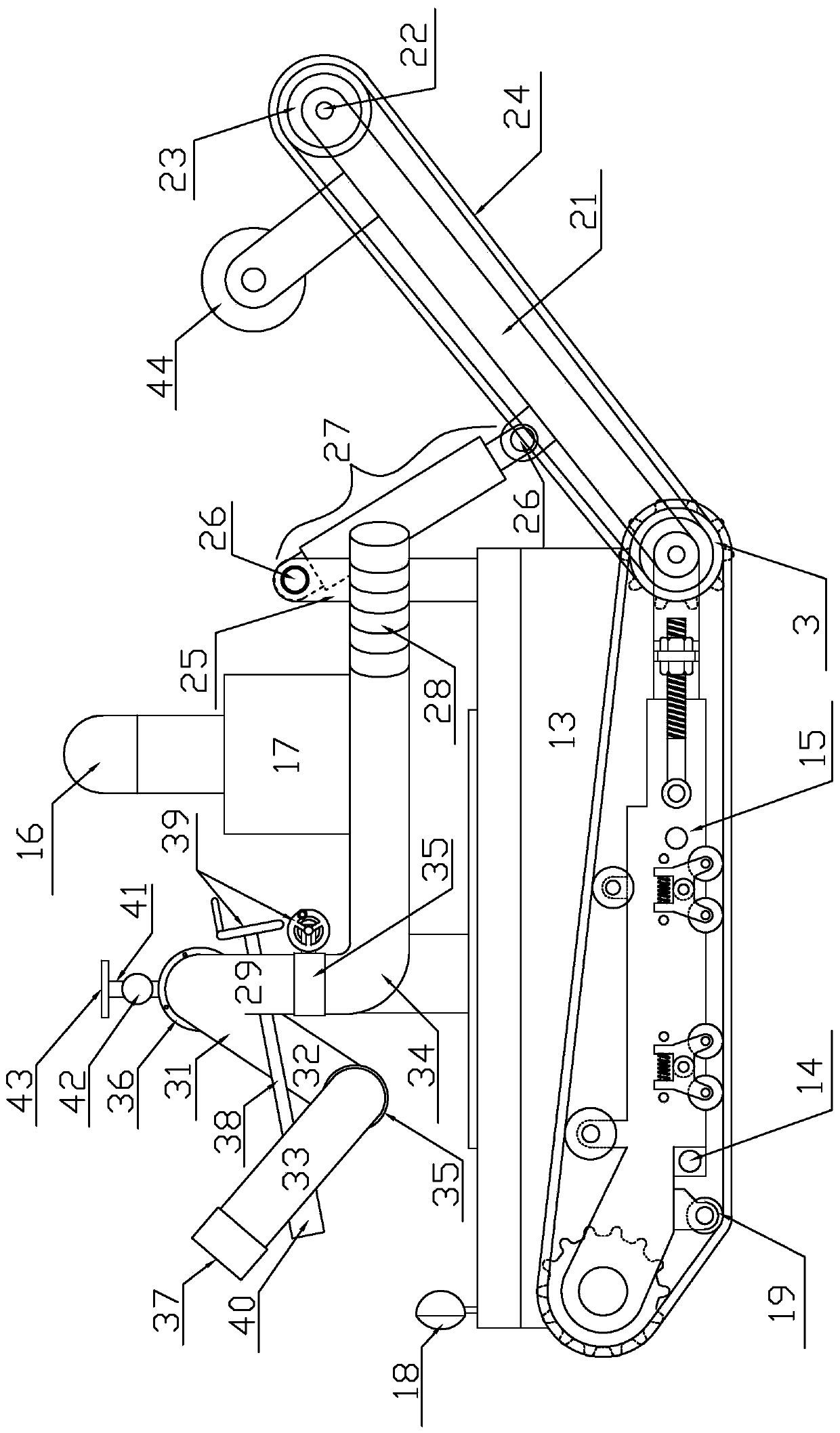 Conveniently maintained caterpillar band fire-fighting robot platform convenient to cross obstacles