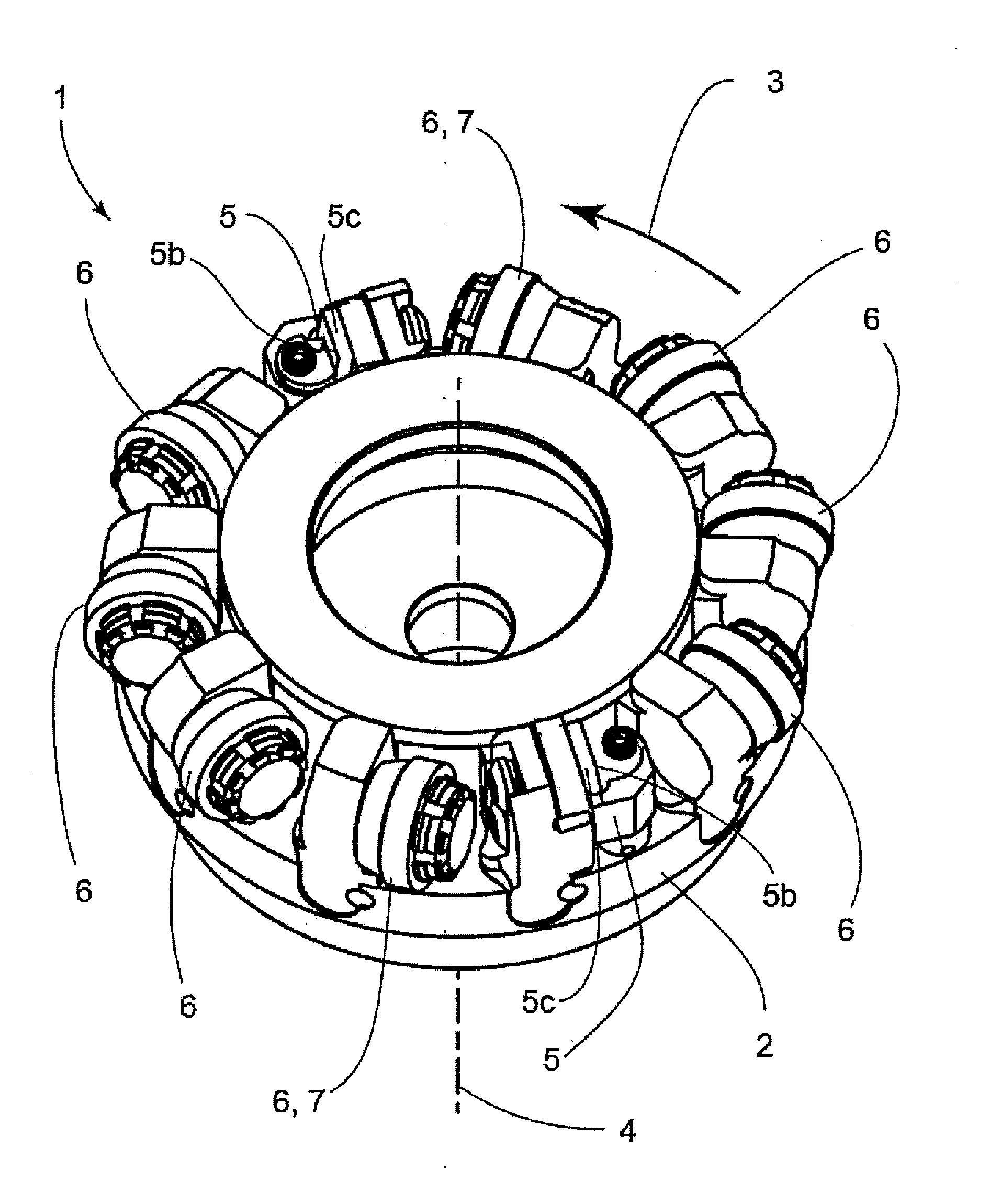 Finishing face mill with reduced chip load variation and method of obtaining the same