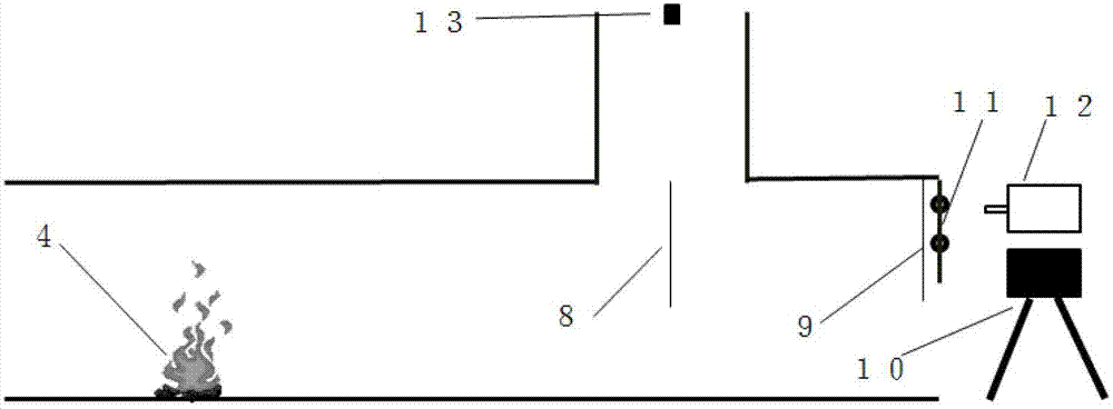 Underground highway tunnel fire disaster experiment simulating device adopting vertical shaft to carry out natural smoke extraction