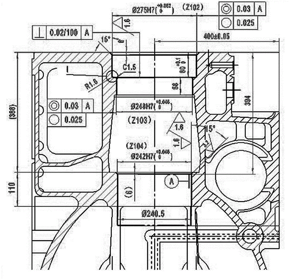 Method for machining cylinder holes in diesel engine body