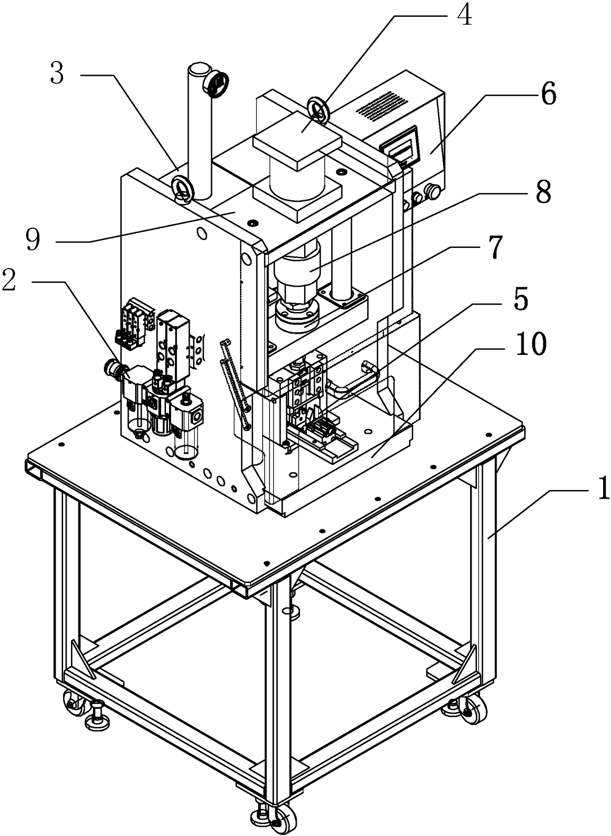 A pressurized press and a wire terminal crimping machine using the press