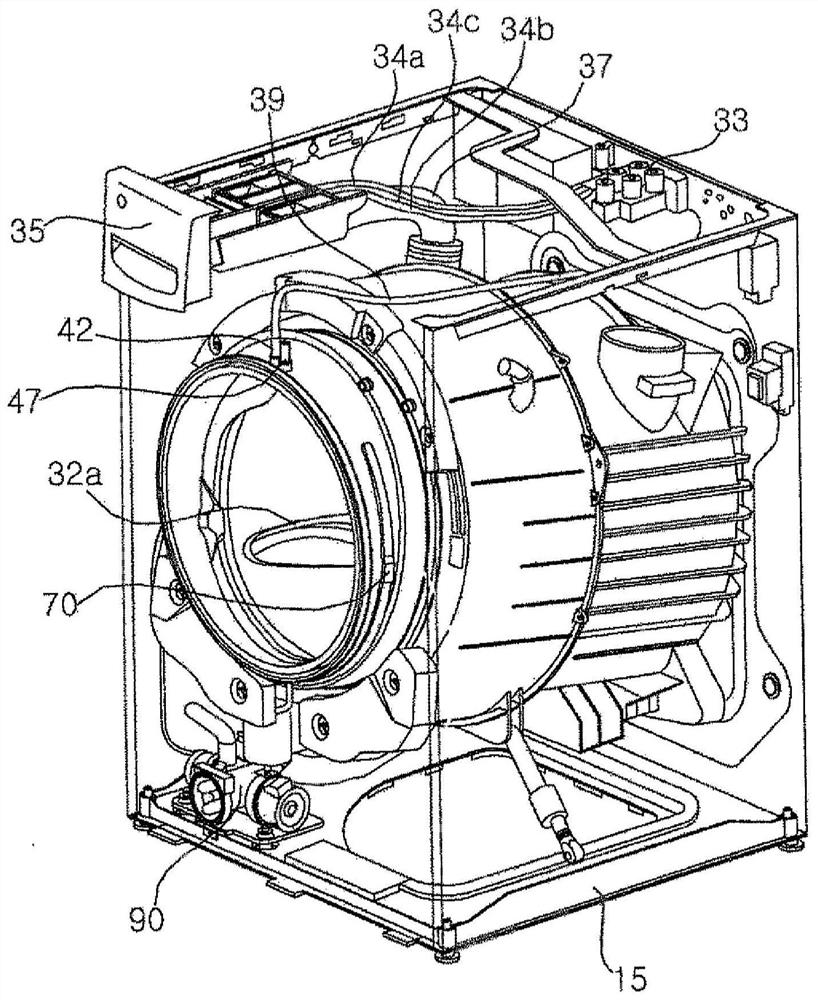 Washing machine with conduit for supplying water to nozzles at gasket and manufacturing method of the conduit