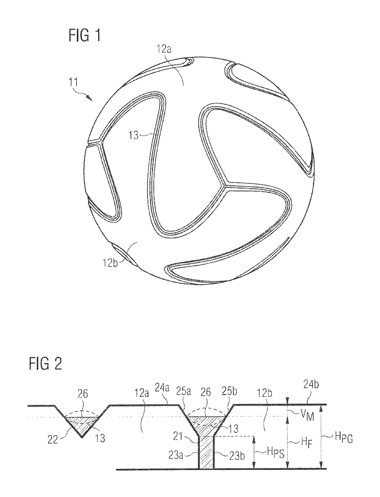 Ball, in particular a soccer ball, and method of manufacturing a ball