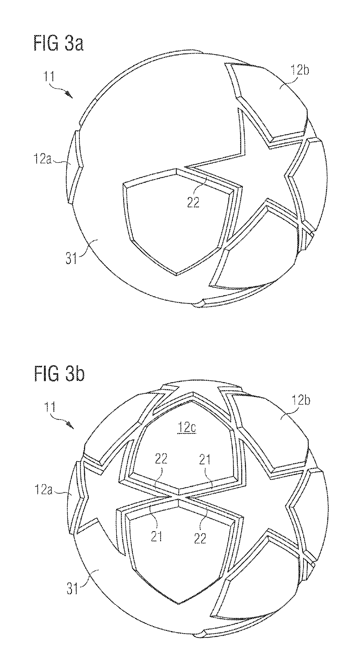 Ball, in particular a soccer ball, and method of manufacturing a ball