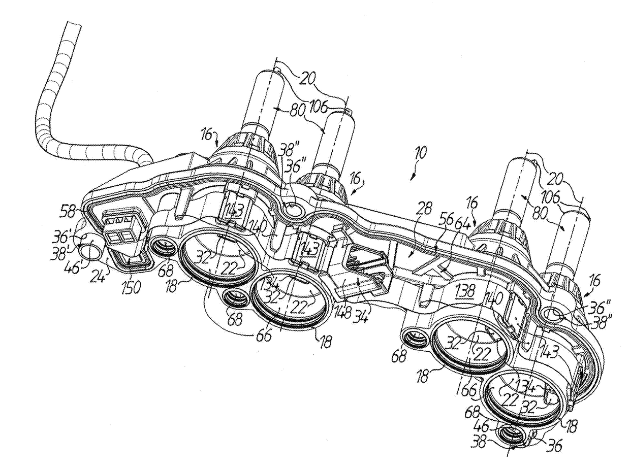 Hydraulic actuating device for actuation of setting elements in a motor vehicle transmission