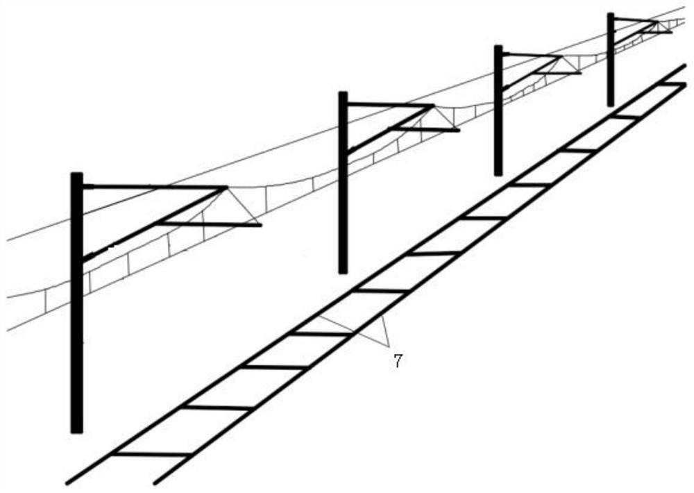 Symmetrical track overhead line system detection device and method