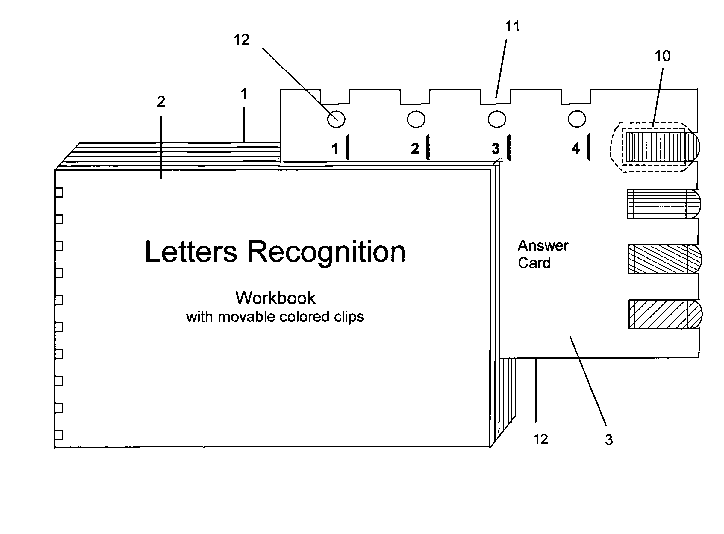 Workbook with movable colored clips