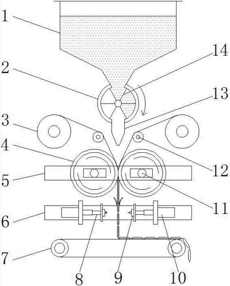 Quantitative packaging device for particle feed