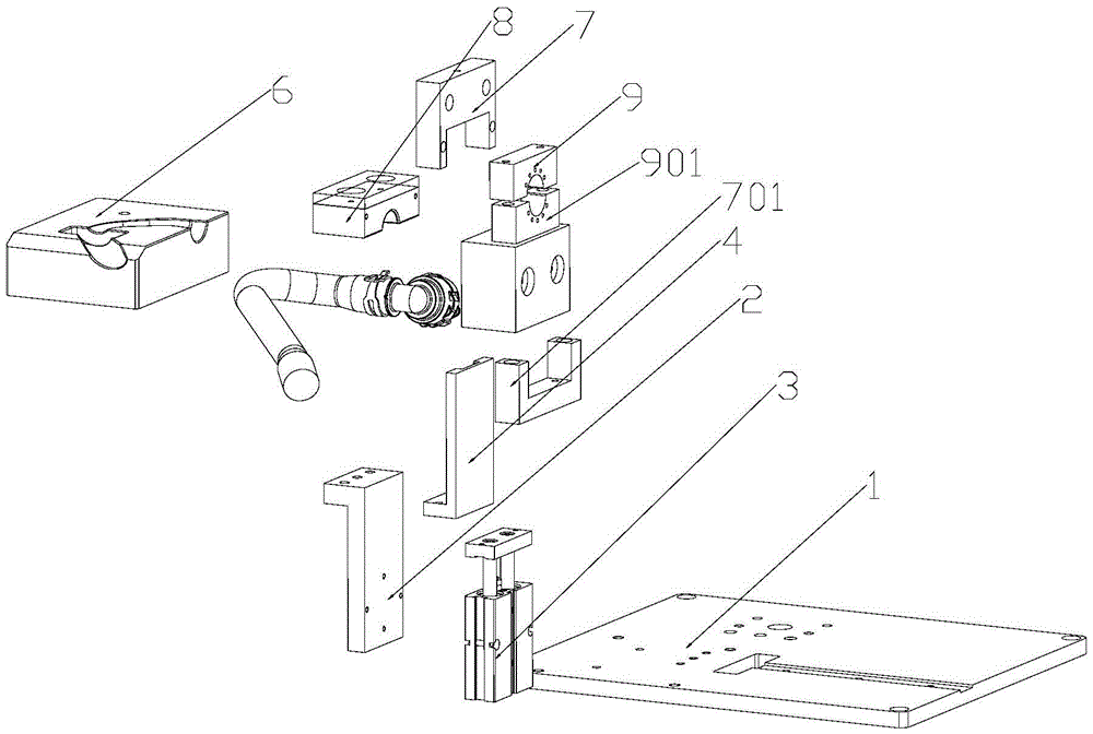 Rubber tube and rubber tube connecting piece assembling structure and assembling workbench