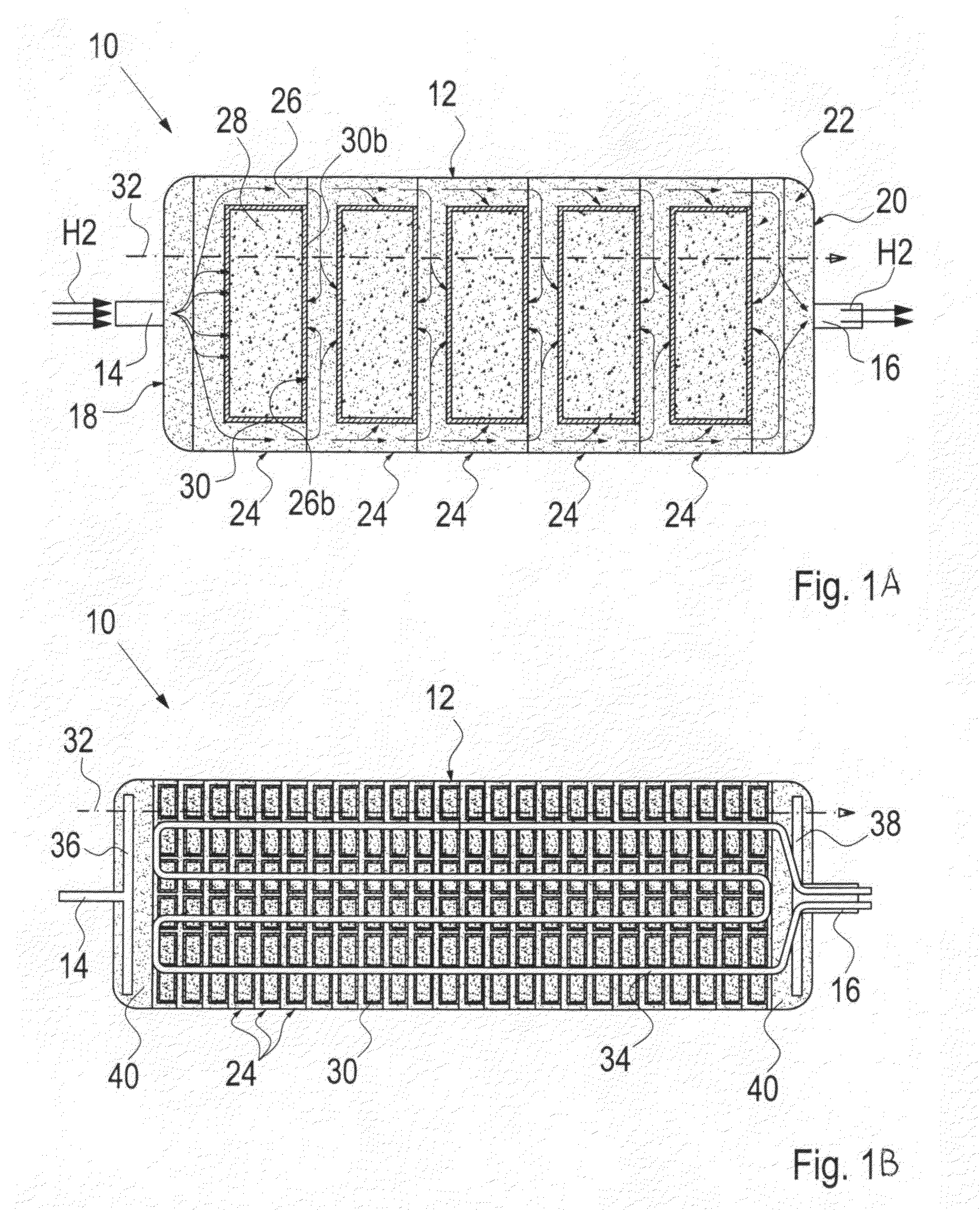 Hydrogen reservoir and process for filling a hydrogen reservoir