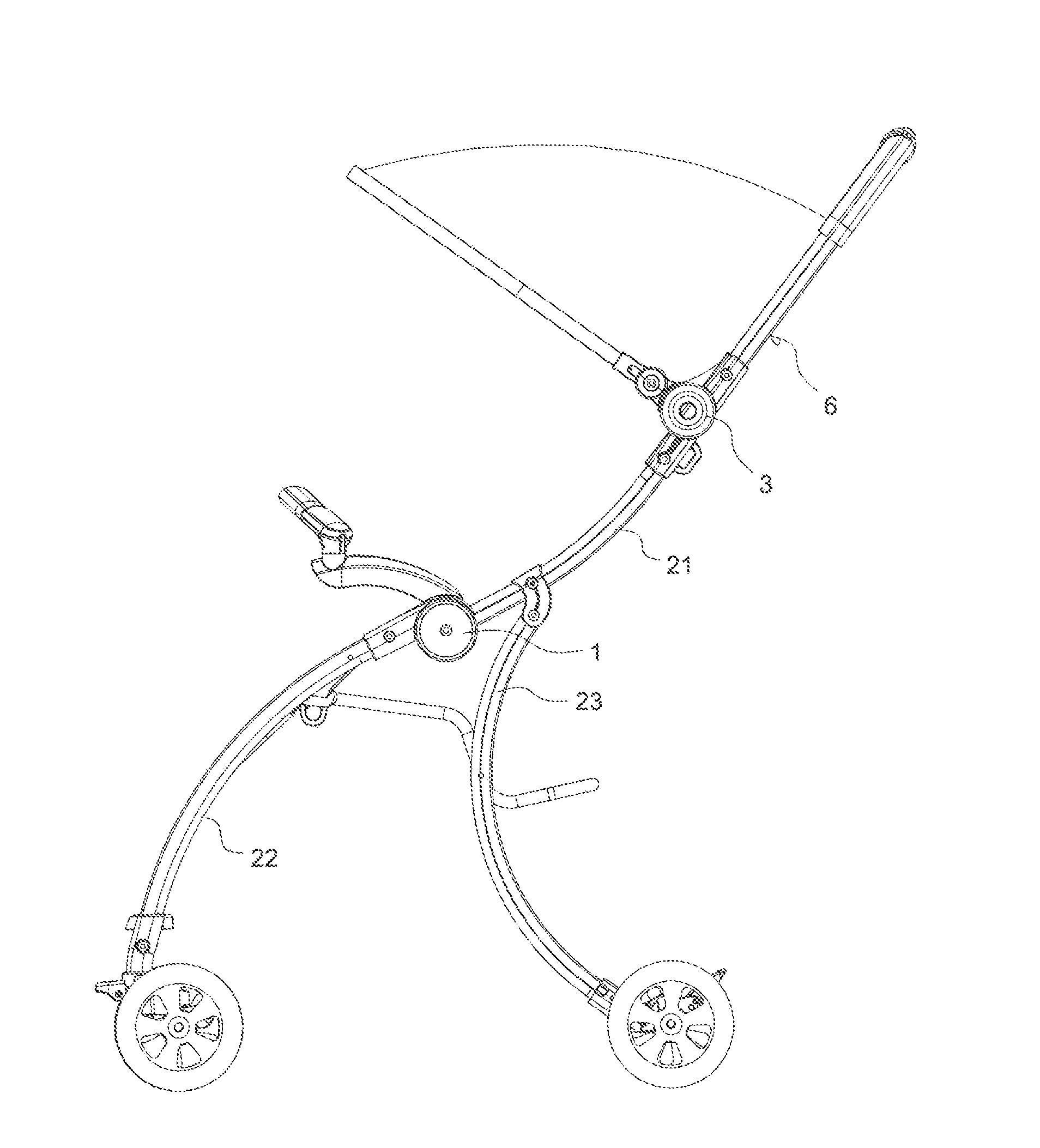 Interlocking folding component and method thereof for strollers